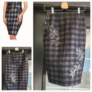 Black‎ and Gray Checkered Pincel Skirt with Sequin Detail